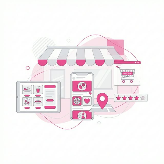 Restaurant and food brand digital marketing illustration